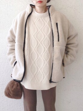 「GRL（グレイル）のケーブル編みニットトップス（ニット/セーター）」を使った、コマさんさん（レディース・154cm）の秋コーディネート