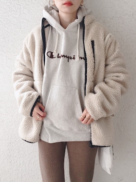 「FRAMeWORK（フレームワーク）のアイテム（パーカー）」を使った、コマさんさん（レディース・154cm）の秋コーディネート