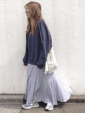 「TODAYFUL（トゥデイフル）のVintageプリントトートバッグ（トートバッグ）」を使った、コマさんさん（レディース・154cm）の春コーディネート