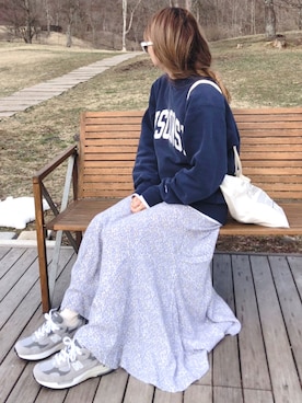 「TODAYFUL（トゥデイフル）のVintageプリントトートバッグ（トートバッグ）」を使った、コマさんさん（レディース・154cm）の春コーディネート
