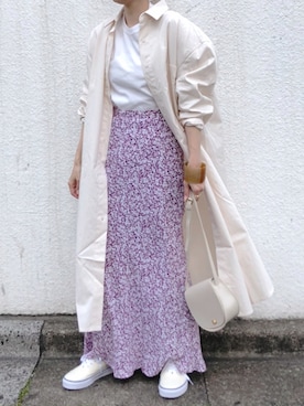 「DHOLIC（ディーホリック）のアイテム（シャツワンピース）」を使った、コマさんさん（レディース・154cm）の春コーディネート