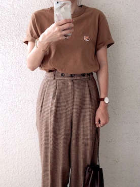 「アイテム（腕時計、ブラウン系）」を使った、コマさんさん（レディース・154cm）の秋コーディネート