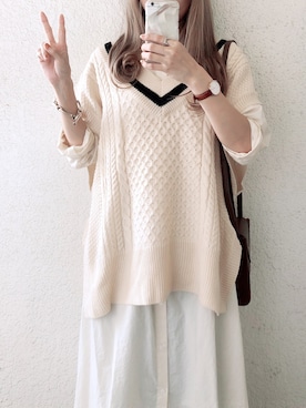 「アイテム（腕時計、ブラウン系）」を使った、コマさんさん（レディース・154cm）の秋コーディネート