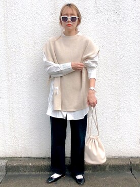 「FRAMeWORK（フレームワーク）のPORSELLI バレーシューズ◆（バレエシューズ）」を使った、コマさんさん（レディース・154cm）の秋コーディネート