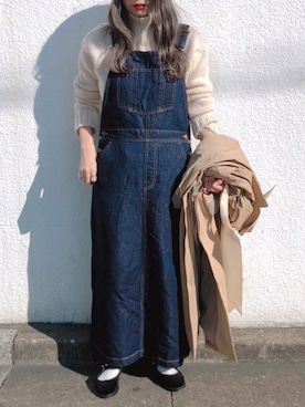 「DHOLIC STYLE（ディーホリックスタイル）のアイテム（ステンカラーコート）」を使った、コマさんさん（レディース・154cm）の秋コーディネート