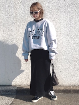 「GRL（グレイル）のリブニットロングスカート（スカート）」を使った、コマさんさん（レディース・154cm）の秋コーディネート