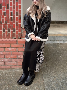 「select MOCA（セレクトモカ）のアイテム（ムートンコート）」を使った、コマさんさん（レディース・154cm）の冬コーディネート