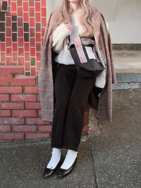 「FRAMeWORK（フレームワーク）のPORSELLI バレーシューズ◆（バレエシューズ）」を使った、コマさんさん（レディース・154cm）の冬コーディネート