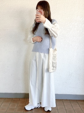 「TODAYFUL（トゥデイフル）のVintageプリントトートバッグ（トートバッグ）」を使った、コマさんさん（レディース・154cm）の冬コーディネート