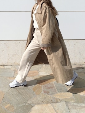 「DHOLIC STYLE（ディーホリックスタイル）のアイテム（ステンカラーコート）」を使った、コマさんさん（レディース・154cm）の春コーディネート