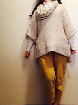 「MARECHAL TERRE（マルシャルテル）のアイテム（シャツ/ブラウス、ホワイト系）」を使った、かこたそさん（レディース・156cm）の秋コーディネート