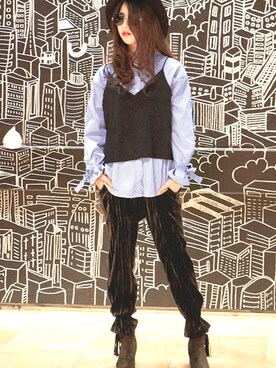 ベロア生地プリーツジョガーパンツを使った人気ファッションコーディネート Wear