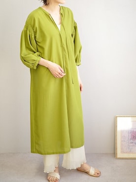 「アイテム（ワンピース/ドレス、グリーン系）」を使った、ANDJさん（レディース・165cm）の春コーディネート