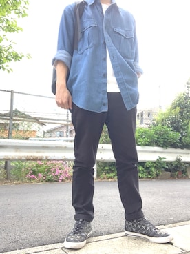 「Paul Smith（ポールスミス）のアイテム（シャツ/ブラウス、ブルー系）」を使った、 🌟  Wa-Ni  🌟さん（メンズ・165cm）の春コーディネート