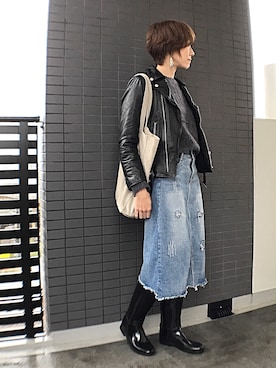 「Moname（モナーム）のアイテム（ジャケット/アウター）」を使った、aya_muto610さん（レディース・164cm）の秋コーディネート