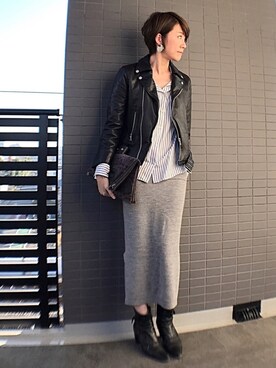 「Moname（モナーム）のアイテム（ジャケット/アウター）」を使った、aya_muto610さん（レディース・164cm）の冬コーディネート