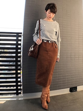 「Re:make（リメイク）のアイテム（スウェット）」を使った、aya_muto610さん（レディース・164cm）の冬コーディネート