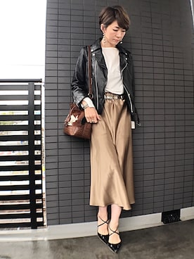 「Moname（モナーム）のアイテム（ジャケット/アウター）」を使った、aya_muto610さん（レディース・164cm）の春コーディネート