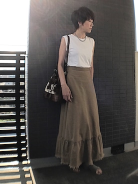 「HANES（ヘインズ）の【WEB限定】Hanes(ヘインズ) 2PスリーブレスTシャツ（Tシャツ/カットソー）」を使った、aya_muto610さん（レディース・164cm）の夏コーディネート