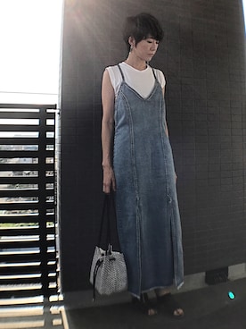 「HANES（ヘインズ）の【WEB限定】Hanes(ヘインズ) 2PスリーブレスTシャツ（Tシャツ/カットソー）」を使った、aya_muto610さん（レディース・164cm）の夏コーディネート