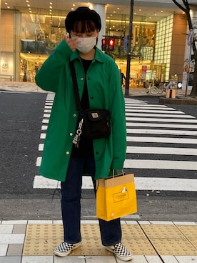 「carhartt」｜「アイテム（ハンチング/ベレー帽）」を使った、ayaneさん（レディース・158cm）の秋コーディネート