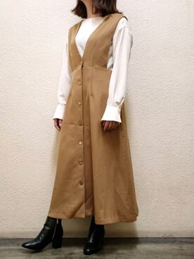 「Te chichi（テチチ）のアイテム（オールインワン・サロペット）」を使った、ちぴろさん（レディース・153cm）の秋コーディネート