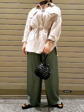 「ピスタチオ」｜「アイテム（その他アウター）」を使った、ちぴろさん（レディース・153cm）の春コーディネート