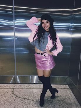 「skirt」｜「アイテム（ハンチング/ベレー帽）」を使った、A さん（レディース・170cm）の冬コーディネート