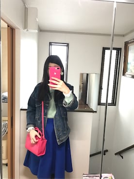 「DHOLIC（ディーホリック）のアイテム（デニムジャケット）」を使った、さわさん（レディース・170cm）の秋コーディネート