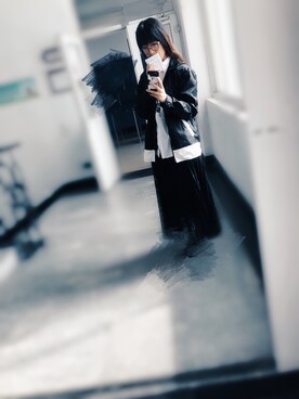「学校」｜「アイテム（ブルゾン）」を使った、圆滚滚的莫虾さん（レディース・173cm）の春コーディネート