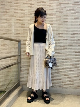 「JEANASIS（ジーナシス）のハコショルダーミニ/830977（ショルダーバッグ）」を使った、JEANASIS ペリエ千葉店STAFFさん（レディース・158cm）の春コーディネート