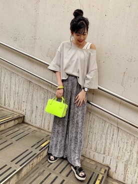 「JEANASIS（ジーナシス）のハコショルダーミニ/830977（ショルダーバッグ）」を使った、JEANASIS ペリエ千葉店STAFFさん（レディース・158cm）の春コーディネート
