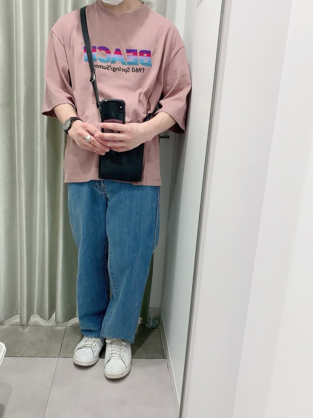 「シンプルコーデ、リラックススタイル、ビッグT、いいね、save、フォローお願いします🤑、シンプル、低身長、ワイドデニム」｜「DAIRIKUのアイテム（Tシャツ/カットソー、その他）」を使った、nii相互さん（メンズ・165cm）の夏コーディネートの1枚目の写真