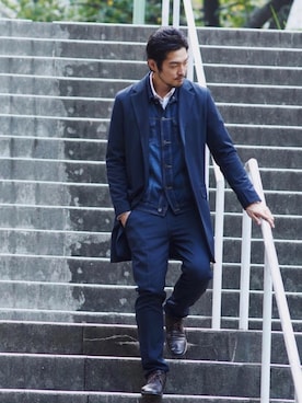 「アイテム（チェスターコート）」を使った、TaKさん（メンズ・178cm）の秋コーディネート