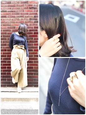 「ゴールドアクセ」｜クークロワッサンさん（レディース・158cm）の冬コーディネート