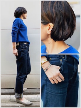 「ゴールドアクセ」｜クークロワッサンさん（レディース・158cm）の冬コーディネート