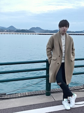 「BEAUTY&YOUTH UNITED ARROWS」｜「アイテム（チェスターコート）」を使った、牛島隆太さん（メンズ・165cm）の春コーディネート