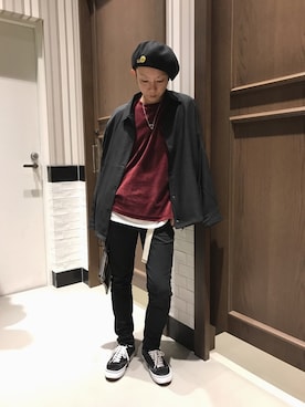 「RAGEBLUE（レイジブルー）のアイテム（ハンチング/ベレー帽）」を使った、宮崎さん（メンズ・175cm）の秋コーディネート