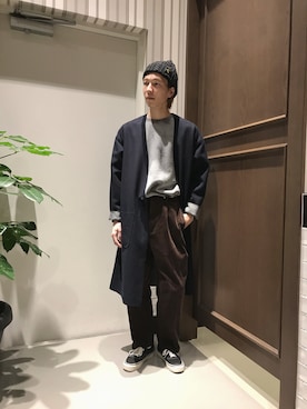 「RAGEBLUE（レイジブルー）のアイテム（ニットキャップ/ビーニー）」を使った、宮崎さん（メンズ・175cm）の冬コーディネート