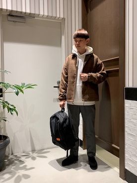「RAGEBLUE（レイジブルー）のアイテム（モカシン/デッキシューズ）」を使った、宮崎さん（メンズ・175cm）の秋コーディネート