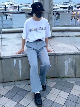 「ADER error（アーダーエラー）のアイテム（帽子）」を使った、ふるさん（メンズ・170cm）の夏コーディネート