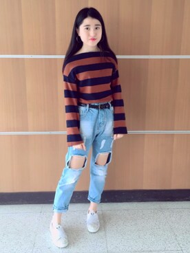 「Ollie（オーリー）のアイテム」を使った、Taminaさん（レディース・157cm）の冬コーディネート