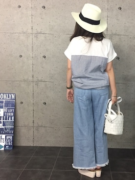「reca（レカ）のアイテム（帽子）」を使った、recastaffさん（レディース・156cm）の夏コーディネート