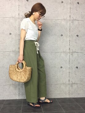 「カーキパンツ」｜recastaffさん（レディース・167cm）の夏コーディネート