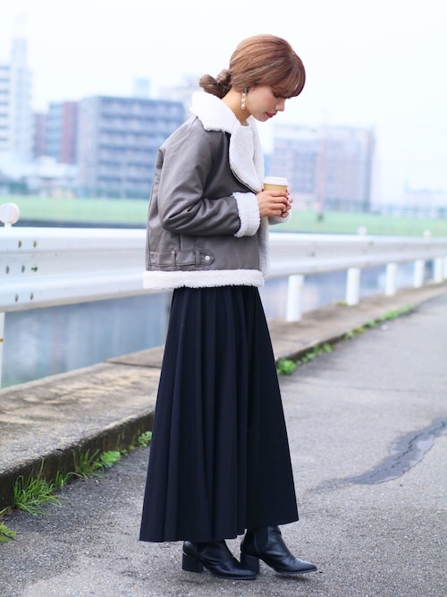 たっぷりフレア切りっぱなしロングスカート（スカート）｜reca（レカ