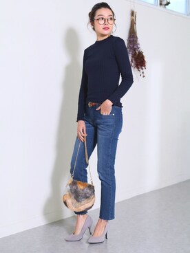 「reca（レカ）のアイテム（バッグ）」を使った、recastaffさん（レディース・163cm）の冬コーディネート