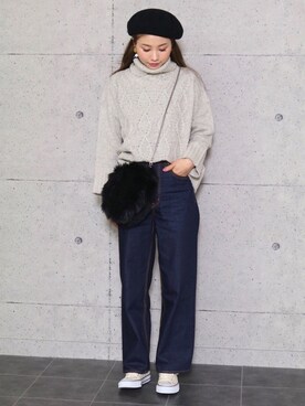 「reca（レカ）のアイテム（バッグ）」を使った、recastaffさん（レディース・167cm）の冬コーディネート