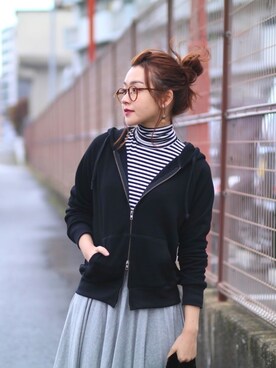 「reca（レカ）のアイテム（パーカー）」を使った、recastaffさん（レディース・167cm）の冬コーディネート