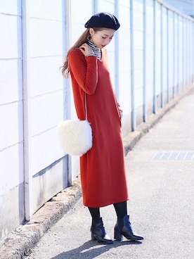 「reca（レカ）のアイテム（バッグ）」を使った、recastaffさん（レディース・167cm）の冬コーディネート