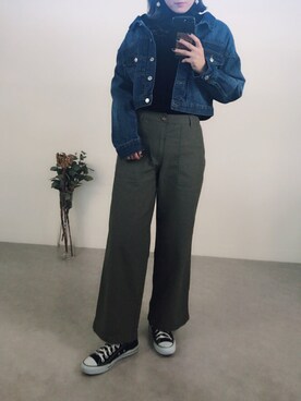 「reca（レカ）のアイテム（デニムジャケット）」を使った、recastaffさん（レディース・167cm）の冬コーディネート